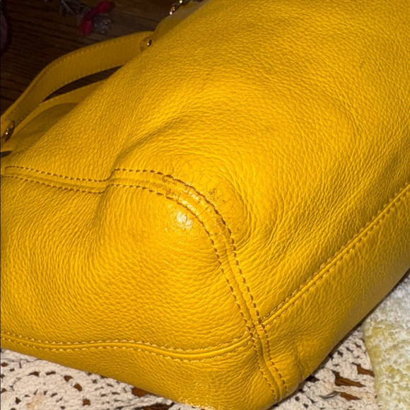 MICHAEL Michael Kors | Zinnia Maragold Yellow Pebbled Leather Satchel -EUC - Picture 15 of 16